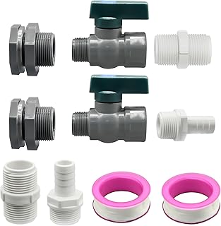 2 Set Rain Barrel Spigot Kit, 3/4 Inch Rain Barrel Diverter Kit, PVC Rain Barrel Connector Kit with Fitting Hose Faucet Adapter and Seal Tape, Water Barrel Spigot Kit for Rain Barrel Water Tanks Pools