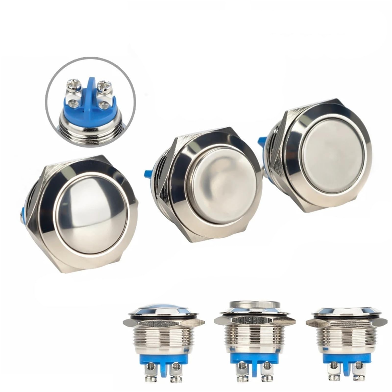 Interrupteur poussoir 19mm métallique 1NO pour sécuriser vos commandes électriques - 6