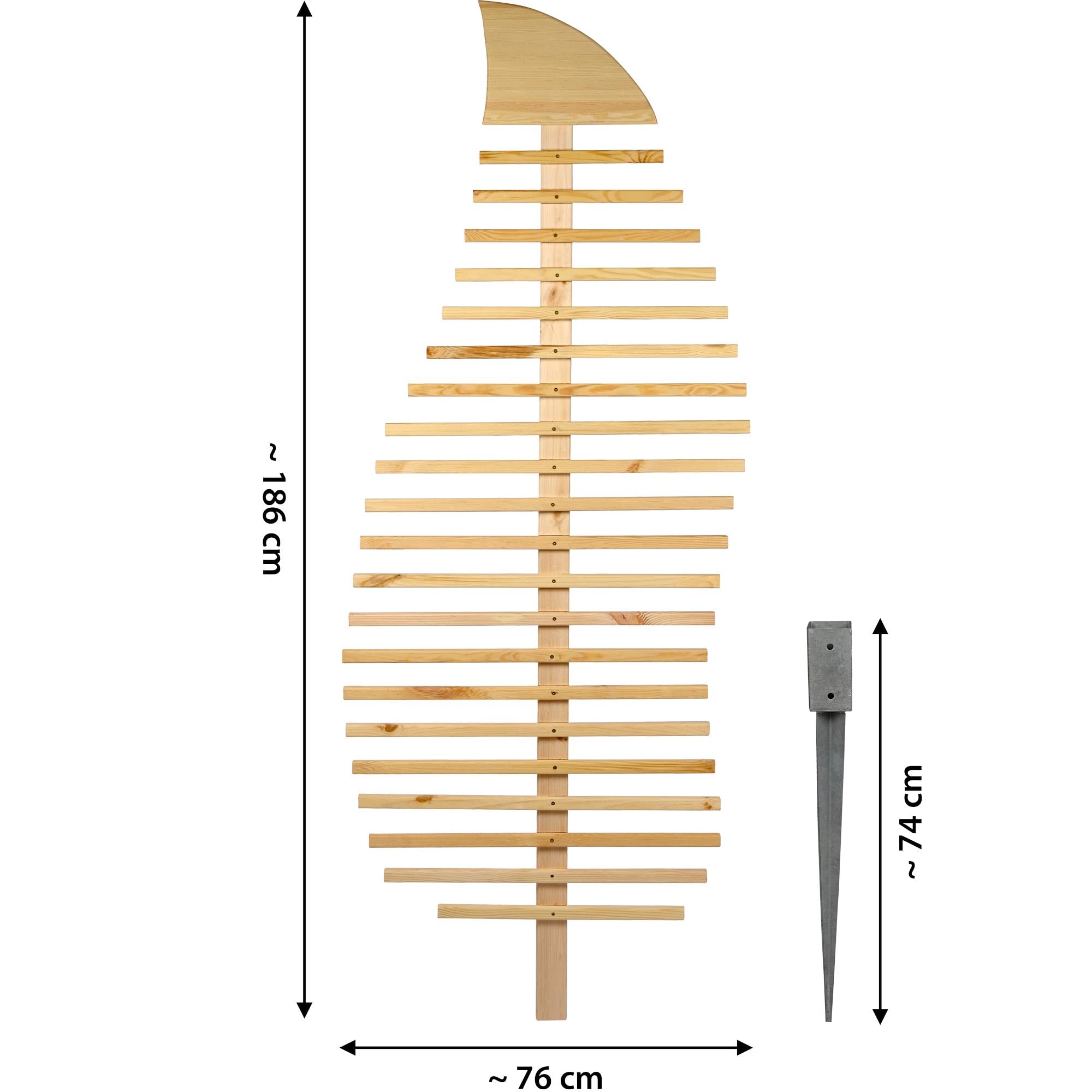 dobar® Design Rankhilfe Blattform Fraxinus aus Massivholz für Rosen - XXL-Rankgerüst Dekorativer Sichtschutz Außenbereich mit Kletterpflanzen Garten - 84 x 6,5 x 186 cm - Natur