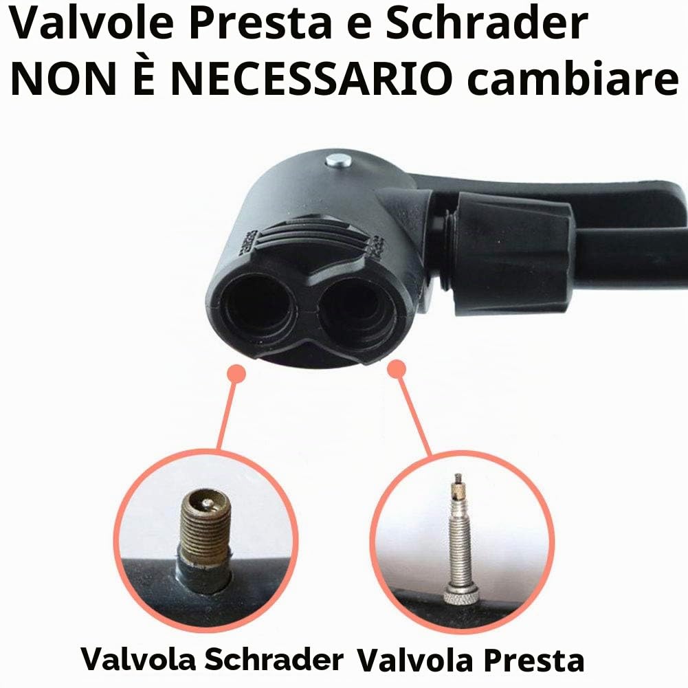 Letton Pompa da pavimento portatile per bicicletta 8 bar valvole Presta Schrader ago multifunzione