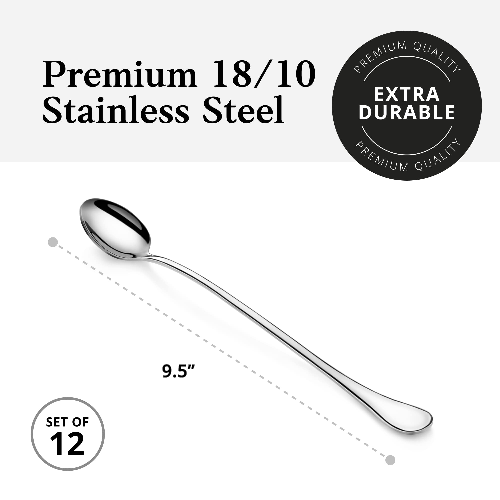 Artaste 56402 Rain 18/10 Cuchara para crema helada de acero inoxidable, 9.5 pulgadas, juego de 6, color plateado