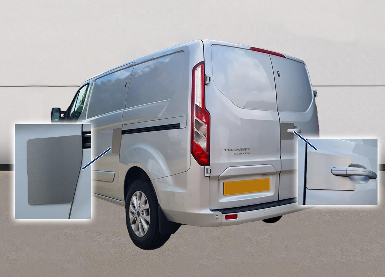 Sussex Installations Brushed Stainless Van Shield Set For Ford Transit Custom Mk1 2013-2023 Left + Rear Brushed