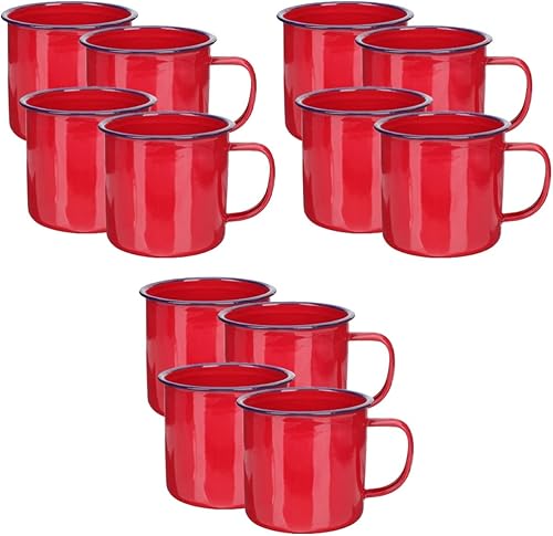 Alipis 12 piezas Teaware - Taza decorativa de regalo de Navidad para exteriores, vintage, metal rojo, lata, tazas chinas, respaldo para interiores,