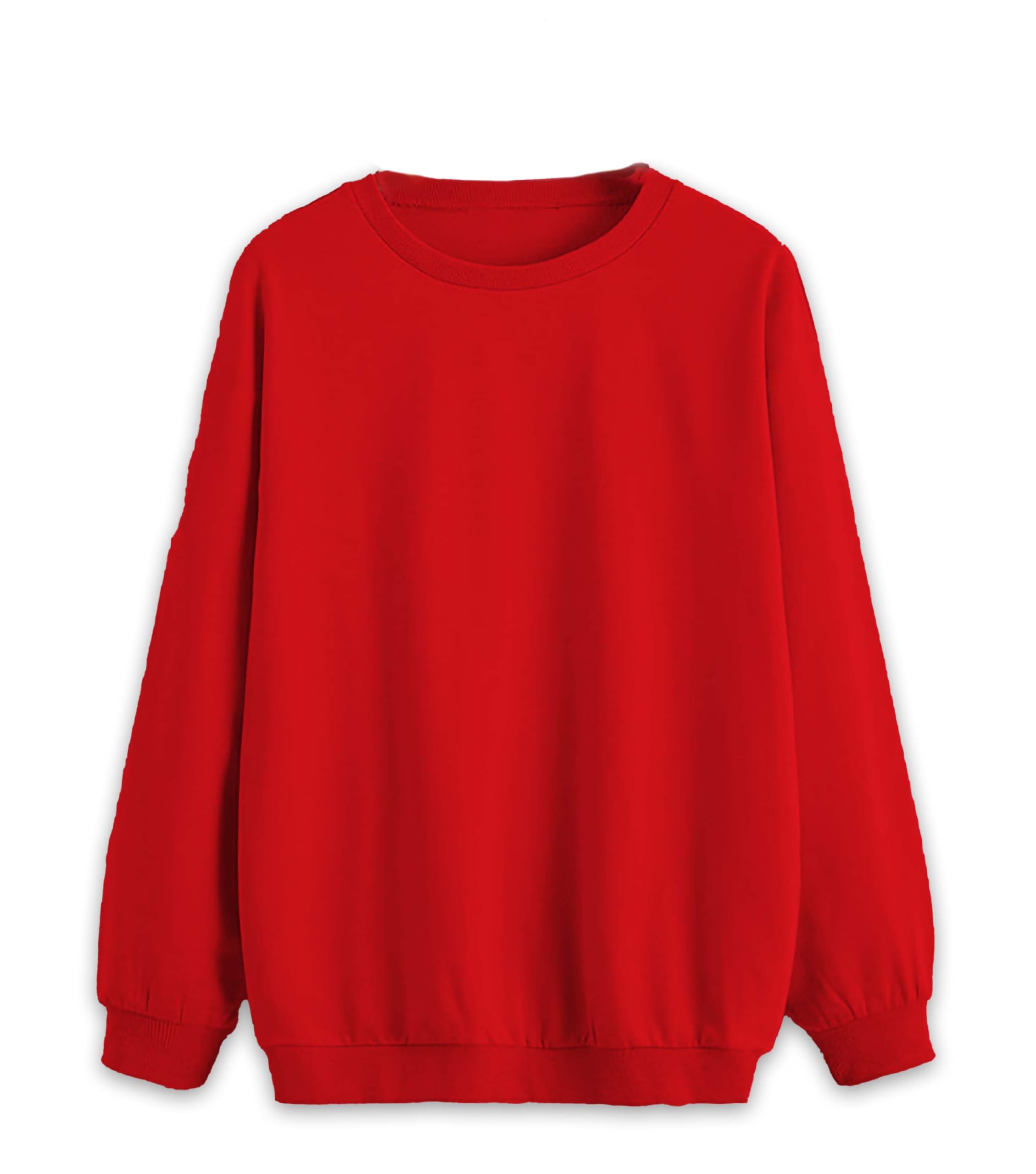 Solid Round Neck Cotton Fleece Sweatshirt for WOMEN-VMACK639269