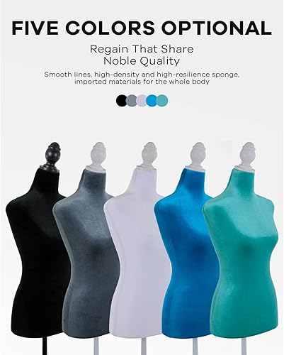 Miniatura 5 de Cuerpo de maniquí, maniquí de torso, maniquí, soporte de maniquí, forma de 49.6-63.4 pulgadas, altura ajustable, cuerpo femenino, pantallas