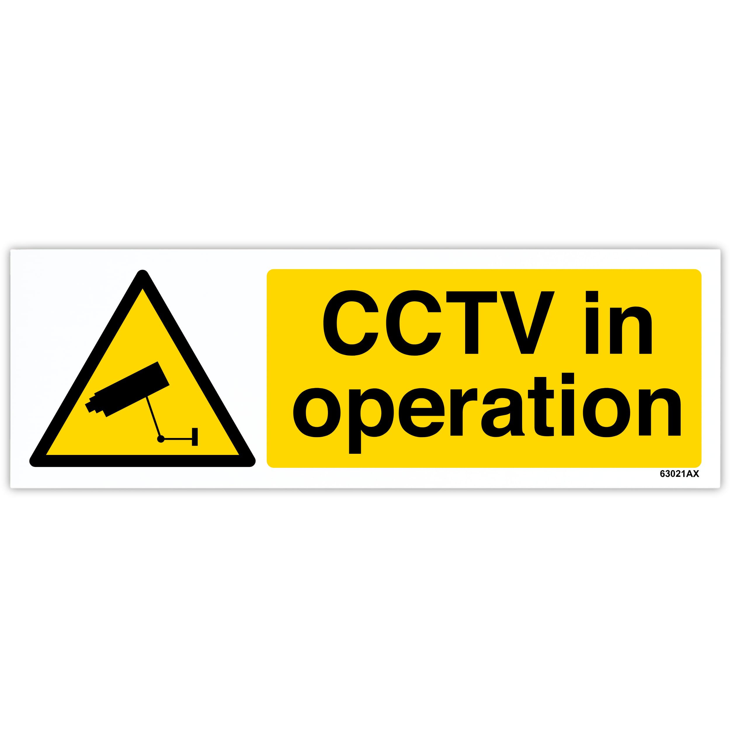 V Safety 63021AX-R Cctv In Operation Sign - Landscape - 300mm x 100mm - 1mm Rigid Plastic, Black/Yellow