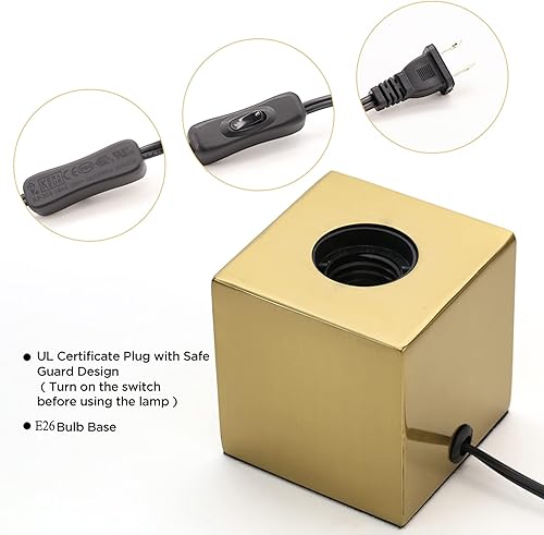 Miniatura 2 de KUNJOULAM Mini base de lámpara de mesa industrial, luz dorada para mesita de noche, moderna lámpara de acento pequeña, acabado de latón, bombilla