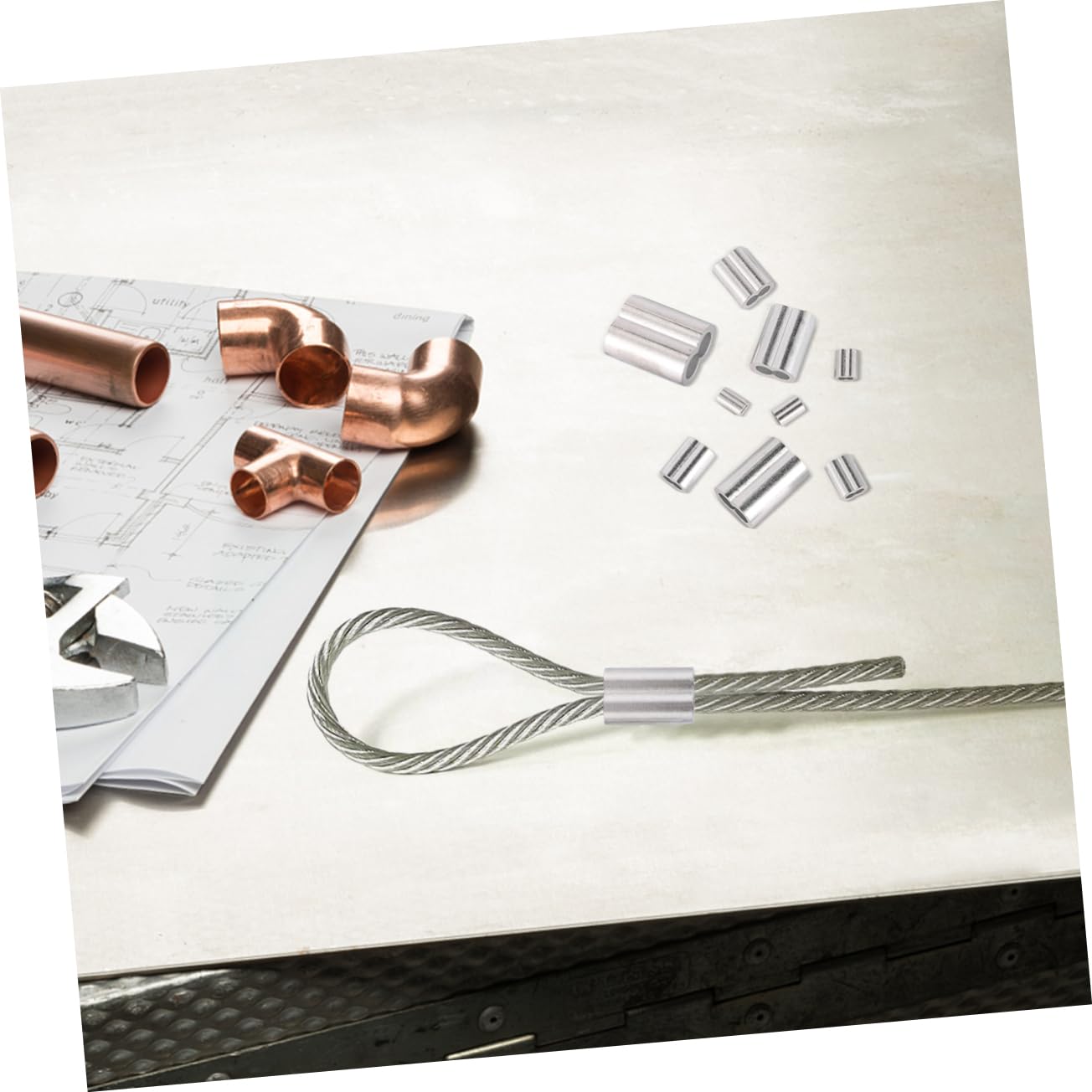 MUCKLILY 320pcs Wire Rope Aluminum Chuck Cable Sleeve Wire Cable Ferrule Wire Rope Crimping Steel Wire Loop Aluminum Crimping Sleeve Wire Rope Sleeves Cable Clamps Silver Stainless Steel