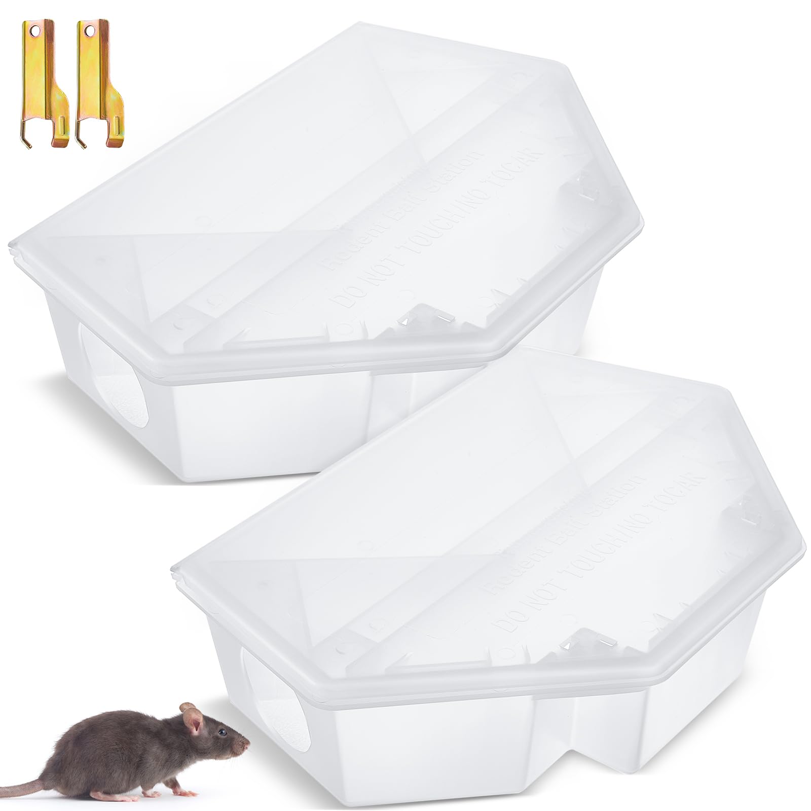 Qualirey 2 Pcs Rat Bait Station with Keys 13.58 x 8.98 x 3.35 Inch Rodent Station Rat Traps, Keeps Children and Pets Safe Indoor and Outdoor, Bait Not