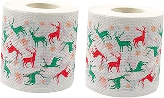 Amosfun Lenço De Papel Colorido 2 Rolos De Papel Impresso Rolo De Papel Higiênico Colorido A Granel Guardanapos Coloridos Papel Higiênico Feliz Natal Toalha De Rolo De Mão De Natal Papel