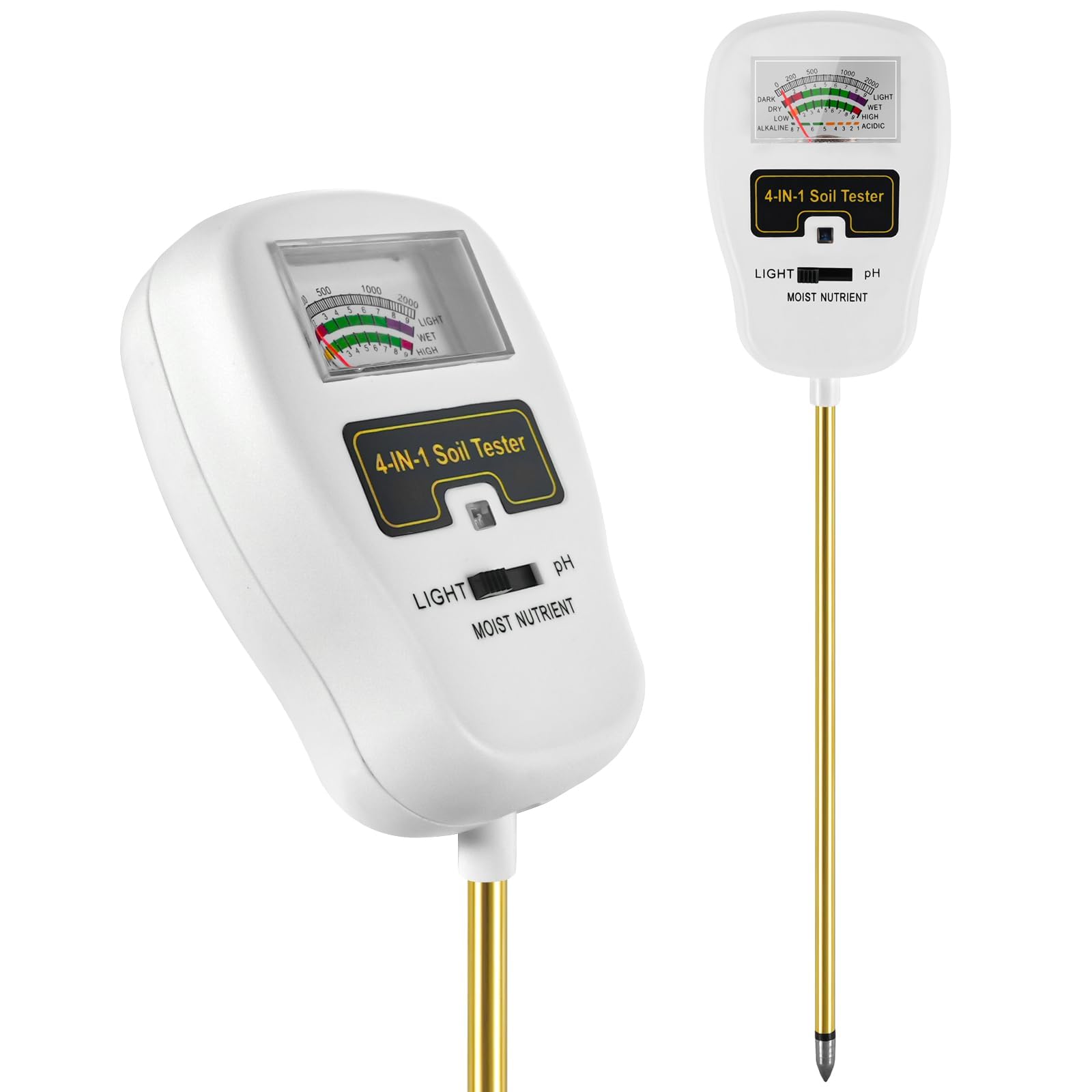 NALACAL4-in-1 Soil Test Kit for Moisture Light PH and Nutrients – No Battery Needed, Ideal for Gardening Farming and Plant Care, Indoor/Outdoor Use