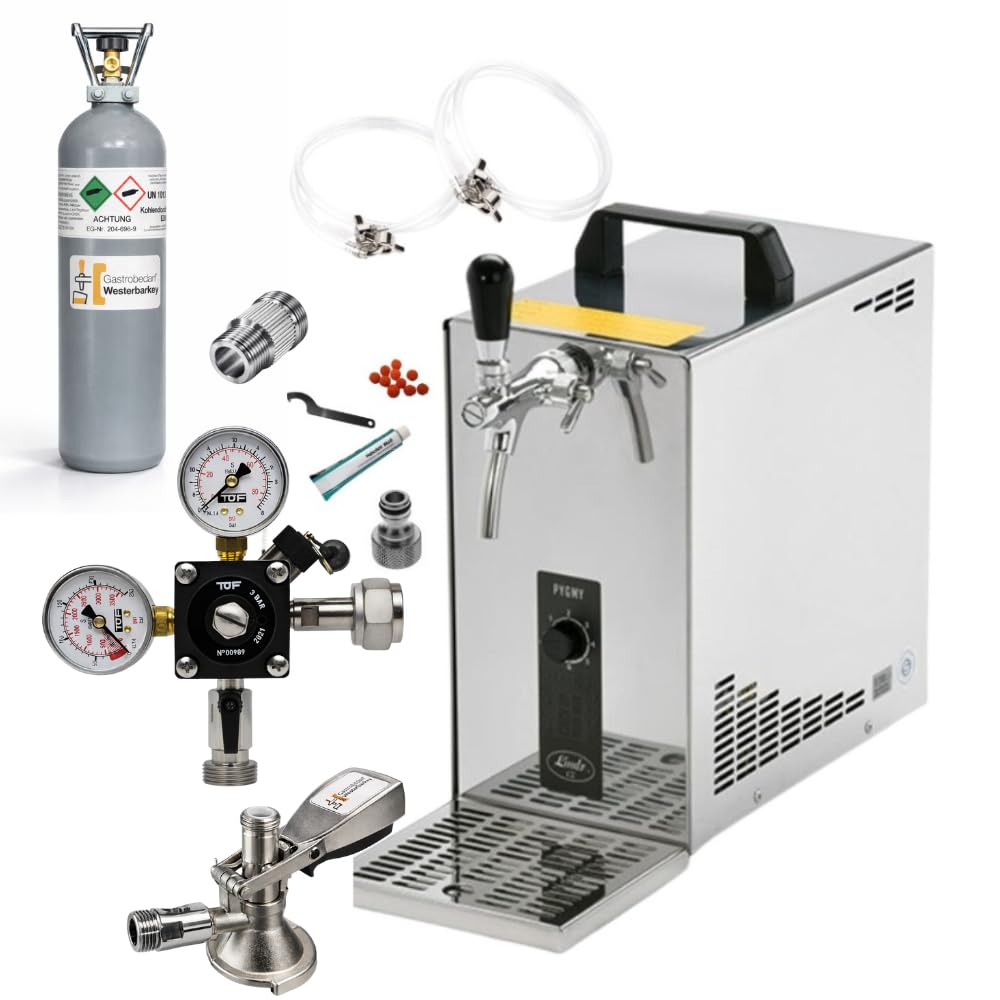 Zapfanlage Trockenkühler 35l/h Komplettset 2kg Co², Uhr, Schläuche Keg Reinigung