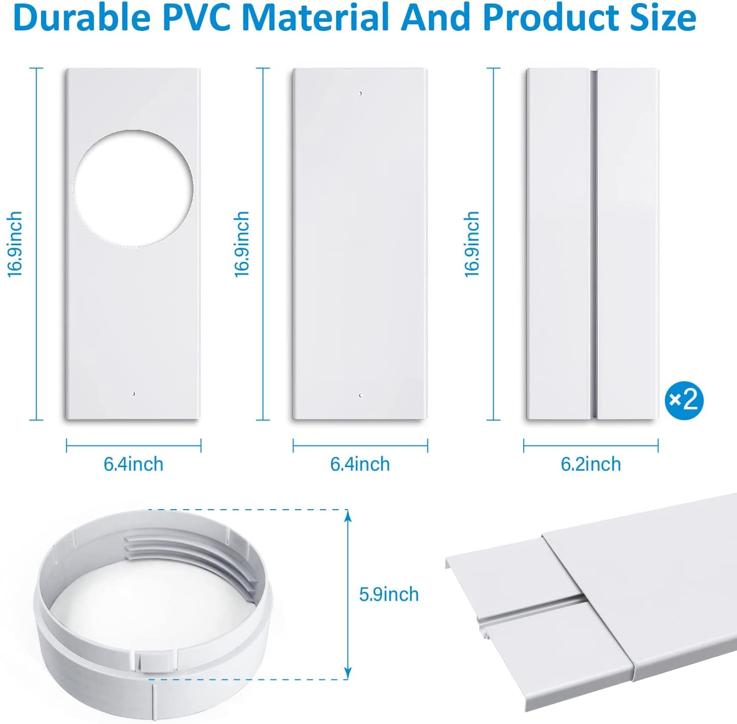 Kit de Sello de Ventana Universal para Aire Acondicionado Portátil de Manguera de Escape con Acoplador Kit de Ventilación de CA Ajustable Sello de PVC para Ventana Corrediza (Para Tubo de 15cm)
