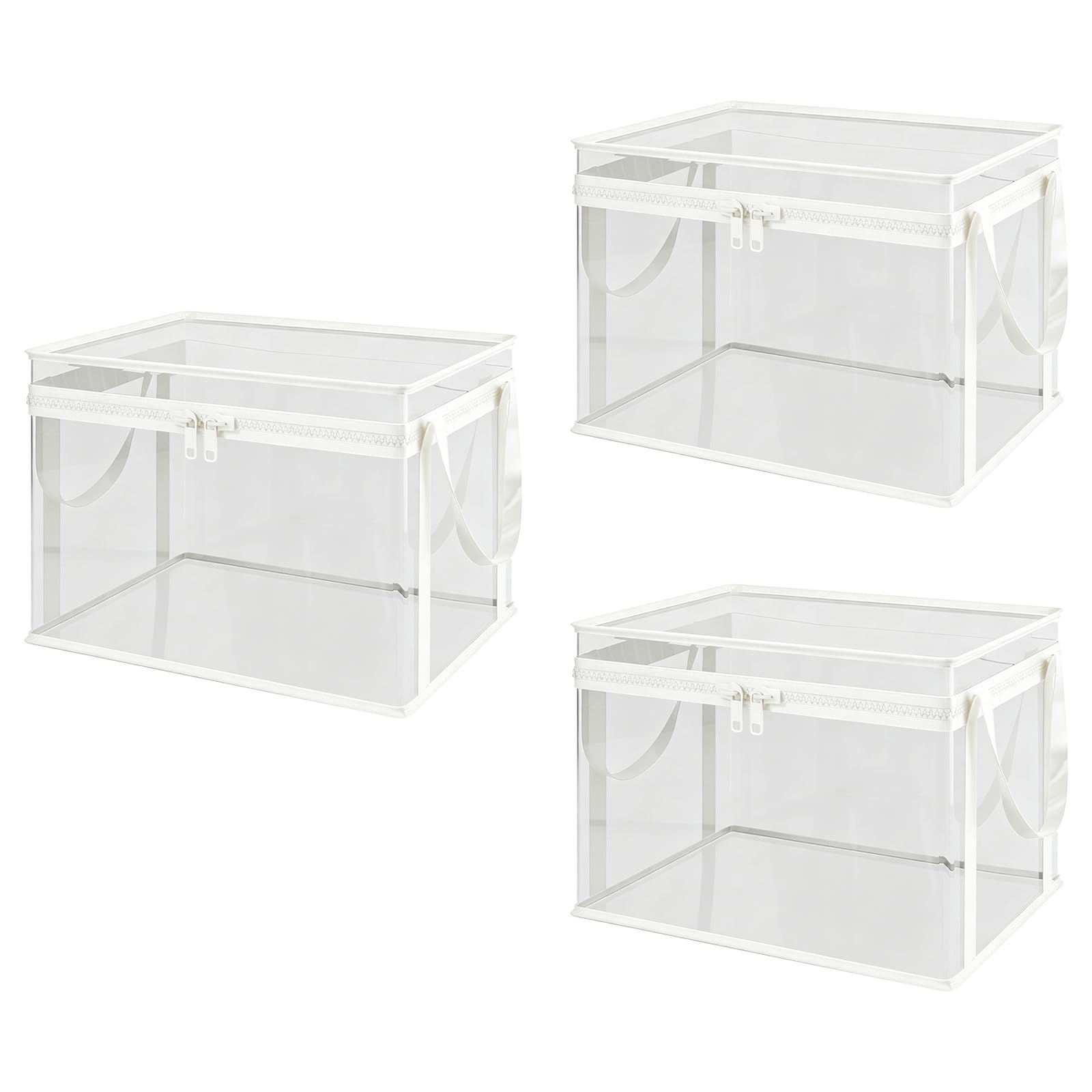 NRGQAXM 3pcs Large Clear Storage Bins with Lid, Large Clear Thick Plastics Storage Box with Hinged Lid Heavy Duty Transparent Storages Boxes Stackable Household Organizer Container for Closet Bedroom