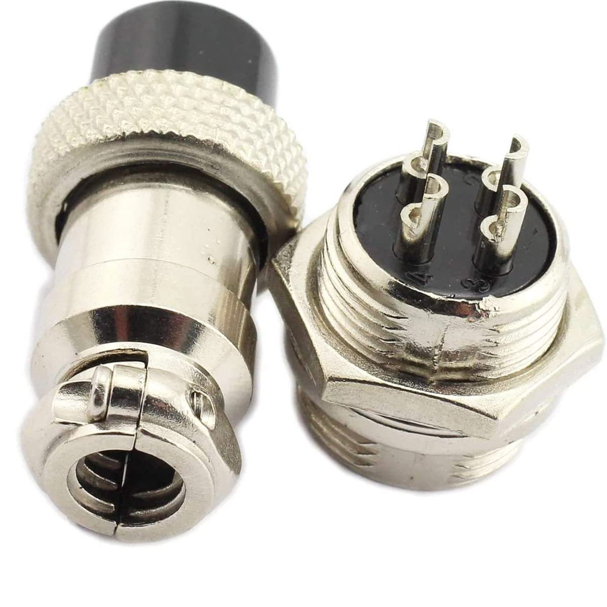 Amazon | 4ピンメタルオススレッドパネルコネクタプラグ 16mm-4P DIN