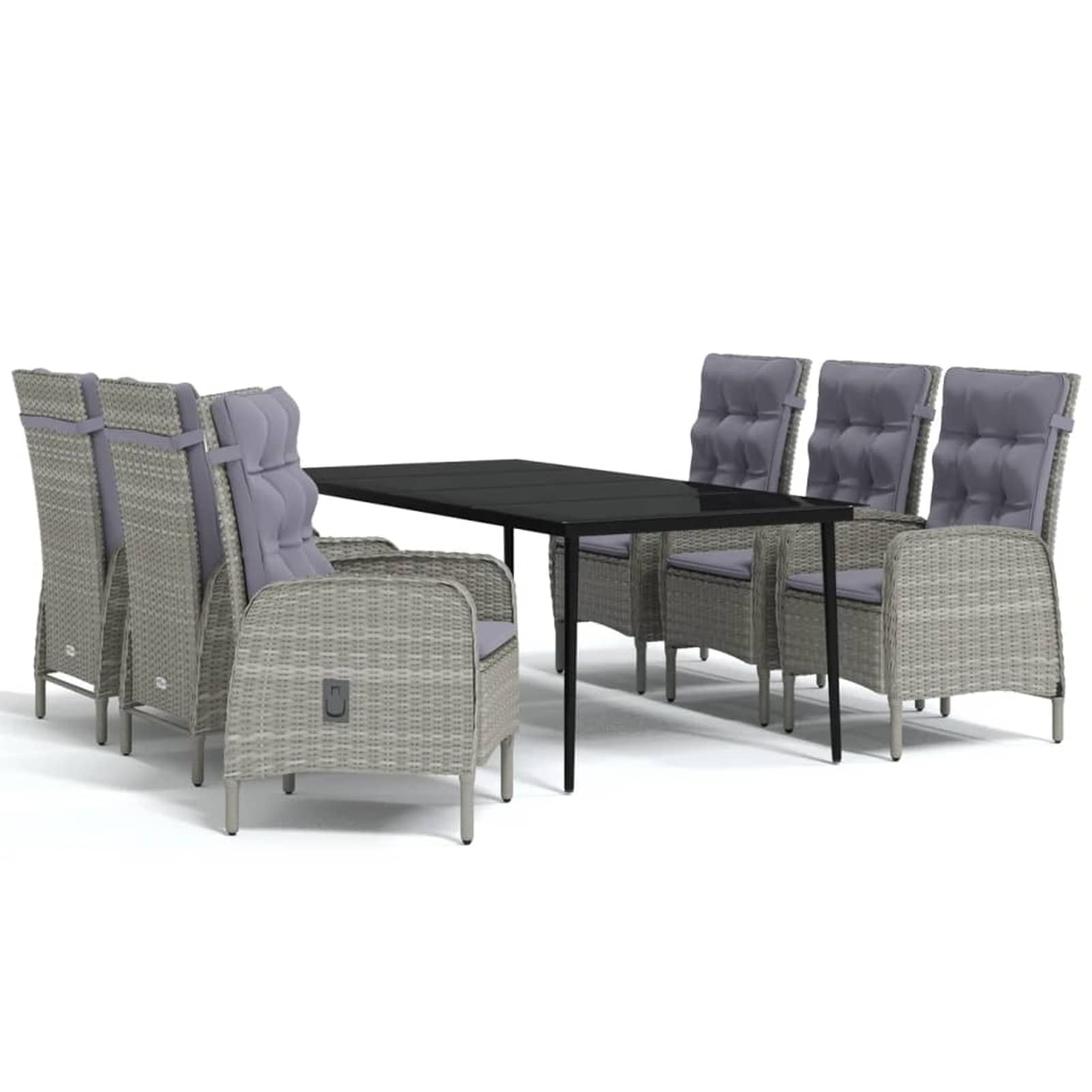 3099375 Set da Pranzo da Giardino 7 pz con Cuscini Grigio e Nero Testata in Legno,Testata Letto Matrimoniale Muebles Dormitorio Spalliera Letto Testiere per Letto Matrimoniale