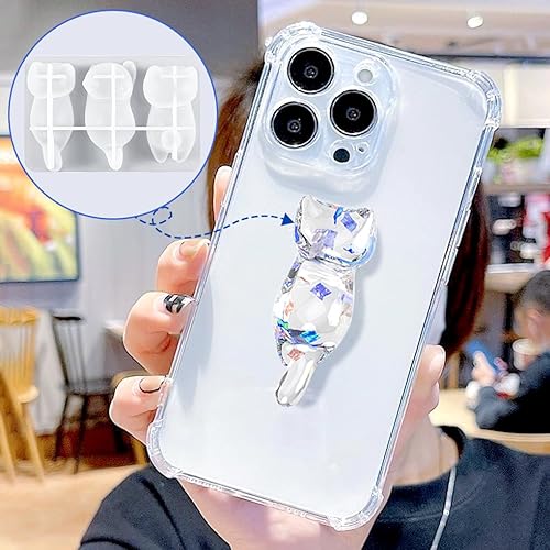 Miniatura 2 de FineInno Soporte para bolígrafo de gato, molde de animales 3D para fundición de silicona, molde de cristal epoxi para manualidades hechas a mano,