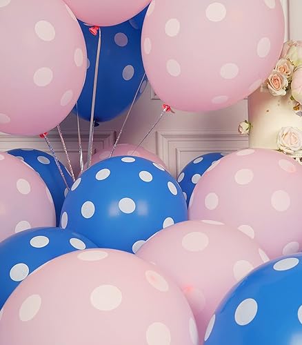 Miniatura 4 de 63 globos de lunares rosados de 12 pulgadas, globos redondos de látex para fiestas de cumpleaños