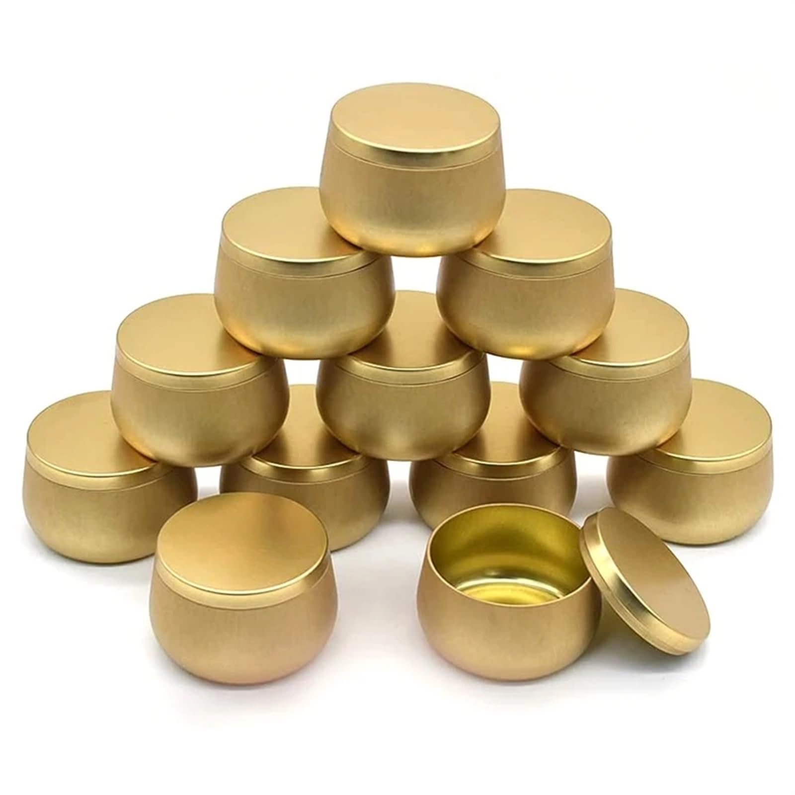 Candle Jars, Empty 4 Oz Candle Tins with Lids, 12 Pcs, for Candle Making, Bulk, Multicolor(Gold)