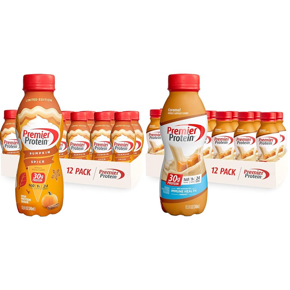 Premier Protein Shake Limited Edition 30g 1g Sugar 24 Vitamins Minerals Nutrients to Support Immune Health & Premier Liquid Protein Shake