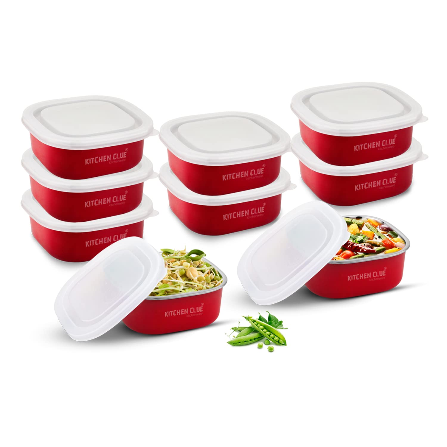 KITCHEN CLUE Stainless Steel Lunch Box/Containers I 350 ml, Pack of 9 Pcs I Microwave Safe I Airtight & Leak-Proof Lids I Small Size - 11X11X4.5 Cm I Use for Office School Kids & Adults (B09S4ZDCJ9) Amazon Price History, Amazon Price Tracker