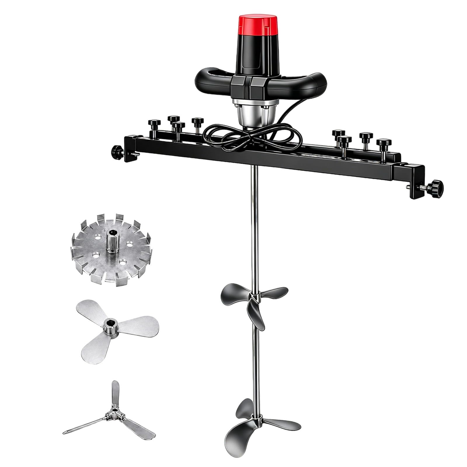 TBANVOO Electric 3000W Tank Mixer with Support Hanger, Folding Propeller, 0-800 RPM Speed Control, IBC Paint Agitator for Ink & Paint, 1000L Drum Leaf
