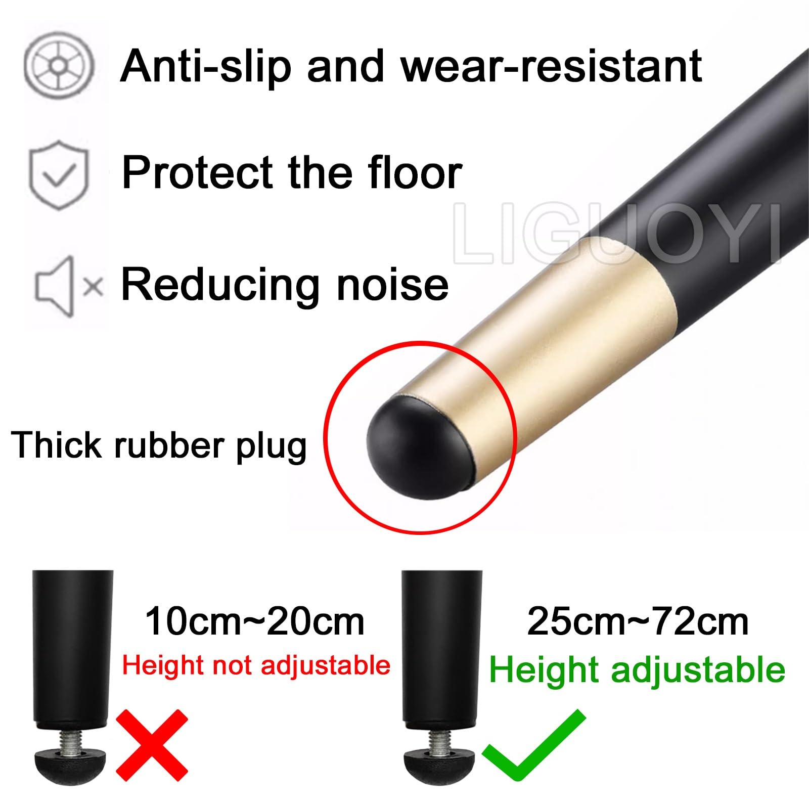 Metalowe nogi meblowe, zestaw 4 regulowanych wysokości 10 cm, 20 cm, 40 cm, 56 cm, 71 cm, stalowe nogi stołowe, na stół jadalny, stoliki kawowe, sofy, szafy, wytrzymałe, pionowe, pochylne