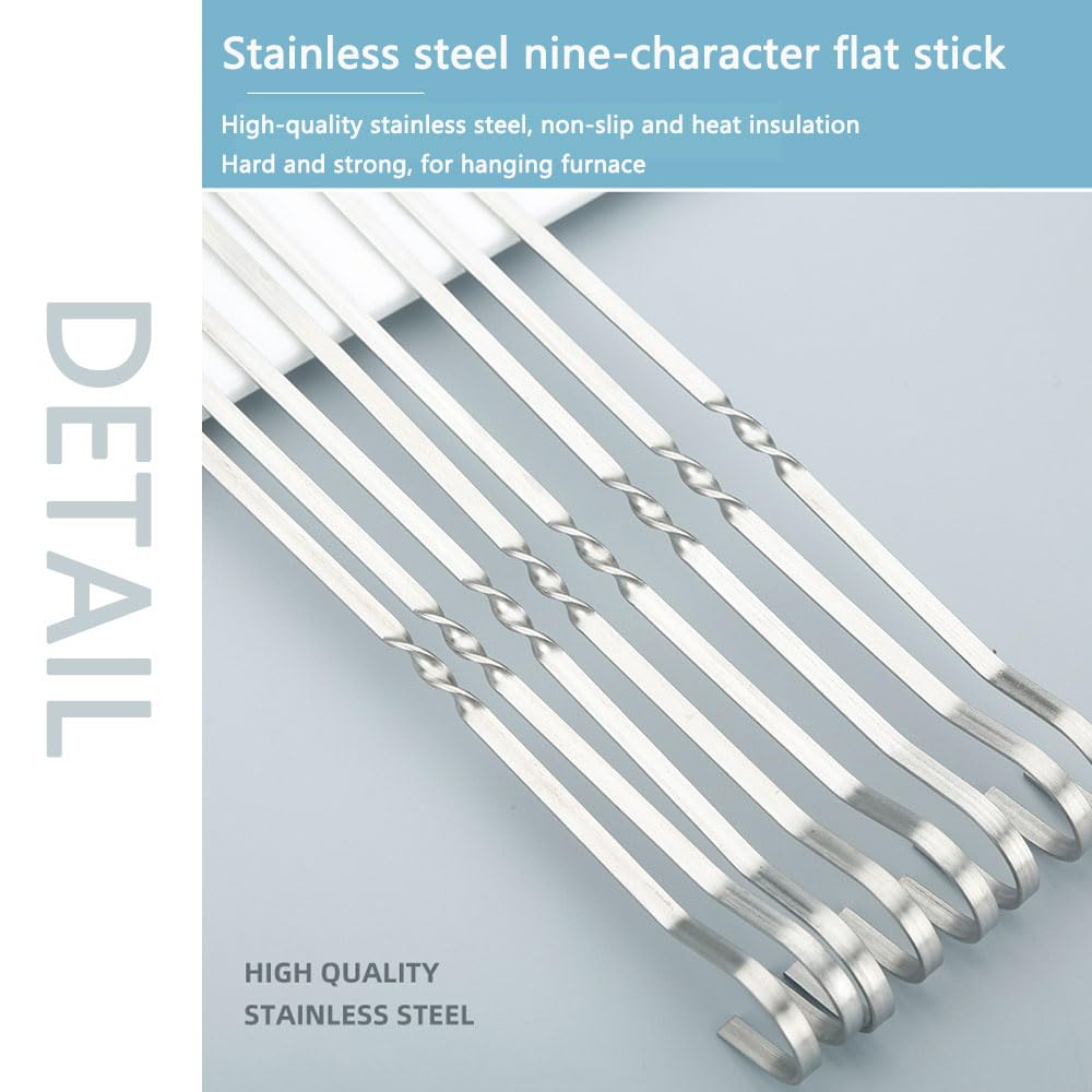 XILEPINGAN 30 Pièces Brochette Inox,40 Cm Pique Brochette Inox,Brochettes RéUtilisables En Acier Inoxydable,Brochettes En MéTal,Brochettes De Barbecue