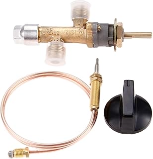 Aupoko Low Pressure Propane Gas Fireplace Fire Pit Gas Control Cock Valve with Thermocouple and Knob Switch, with Flare Thread 5/8’’-18UNF Inlet & Outlet, Fits for Gas Grill, Heater, Fire Pit
