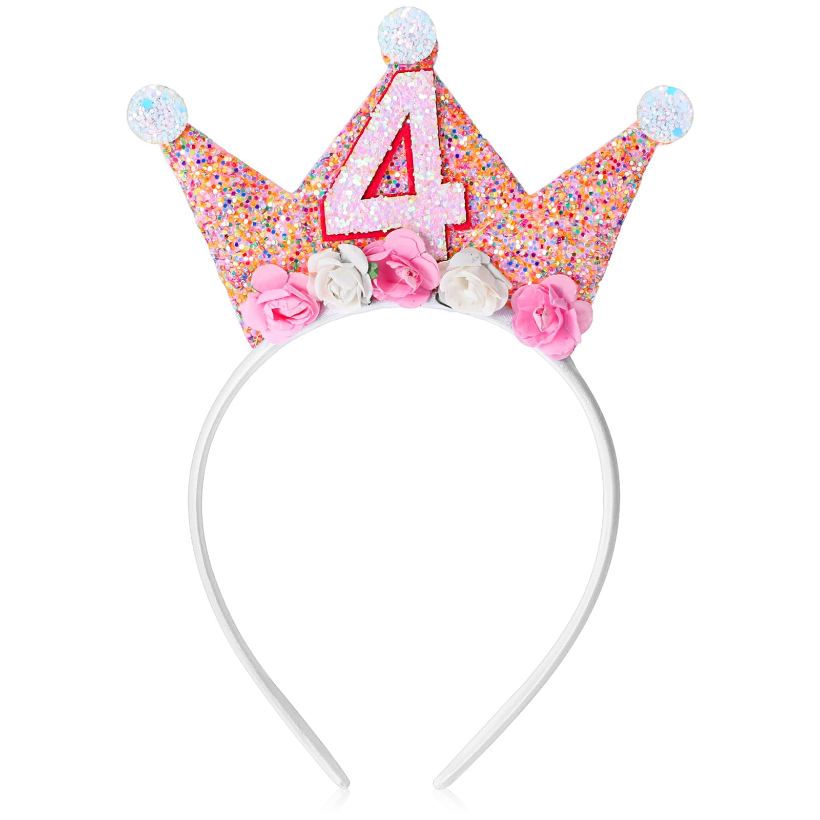 Abeillo Geburtstagskrone,Mädchen Prinzessin Krone Geburtstag,Geburtstag Krone Stirnband mit Rose Blumen, Geburtstagskrone Mädchen,Baby Geburtstag Partyhüte Party Deko