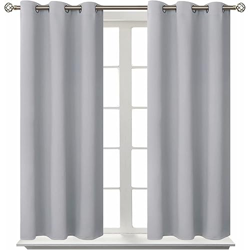 BGment Blackout Curtains for Living Room - Grommet Thermal Insulated Room Darkening Curtains for Bedroom, Set of 2 Panels (38 x 45 Inch, Light Grey)