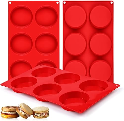 Miniatura 1 de CAKETIME Molde superior para magdalenas, moldes de silicona para huevos para sándwiches de desayuno, moldes redondos de silicona para hornear