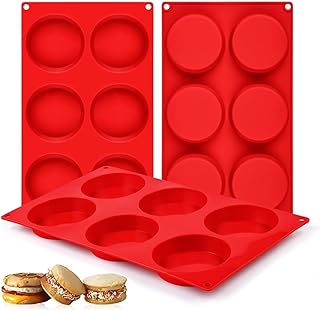 CAKETIME Muffin Top Pan, Silicone Egg Molds for Breakfast Sandwiches 3 I...