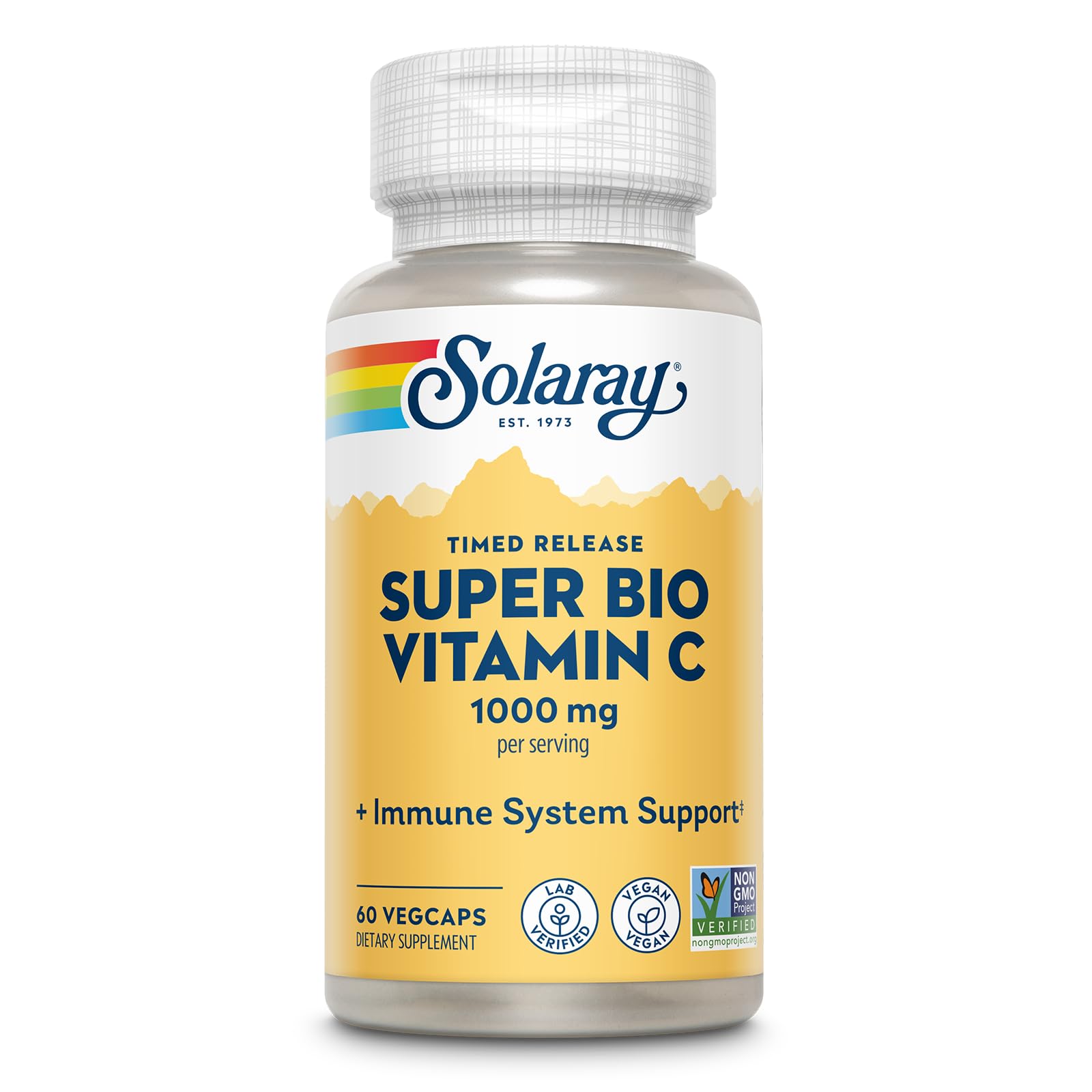 SOLARAY Super Bio Buffered Vitamin C 1000 mg Time Release, 60 VegCaps Unflavored 60 Count (Pack of 1)
