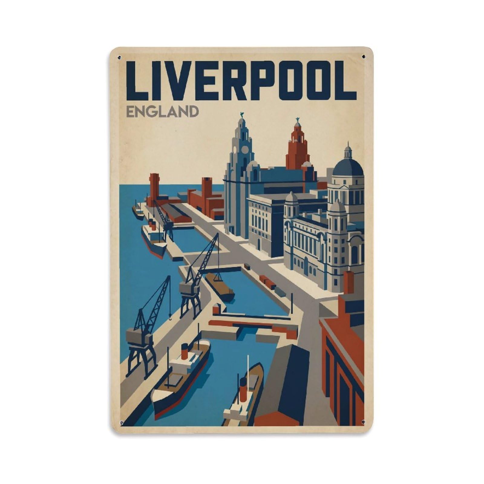 Retro England Liverpool Travel Metal Tin Sign