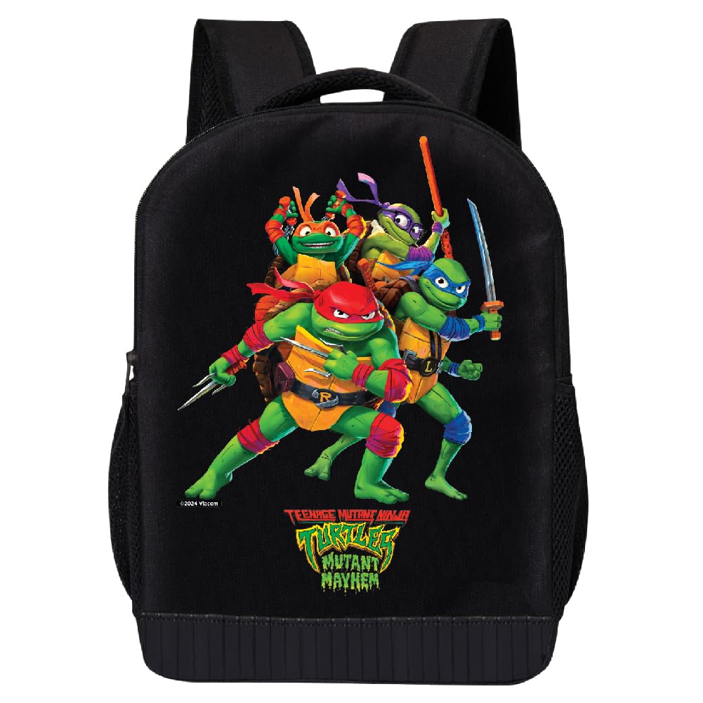 Teenage Mutant Ninja Turtles Backpack Shoulder Bag for Boys, Girls, Toddlers - Leonardo, Donatello, Michelangelo and Raphael Cute Kids Backpack for School - 18" Inch Bookbag (Mutant Mayhem)