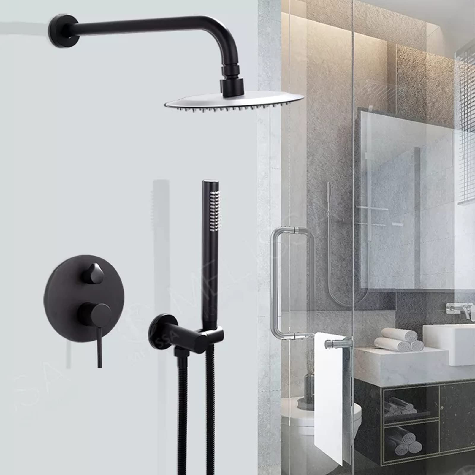 8インチレインシャワーヘッド&ハンドシャワー付きシャワーシステム シャワーミキサーシャワーヘッドと手持ちシャワーシステム8