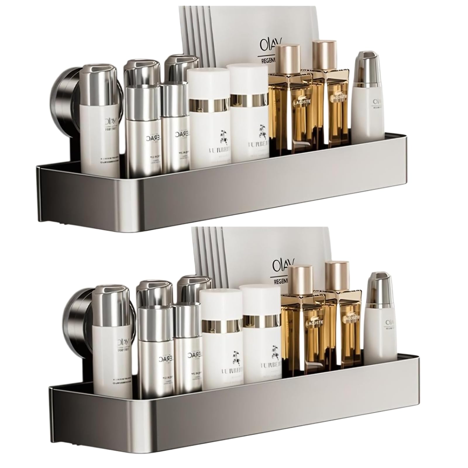 2 paquetes de ventosa para ducha, estantes de ducha extraíbles sin perforaciones, organizadores de baño de gran capacidad y almace