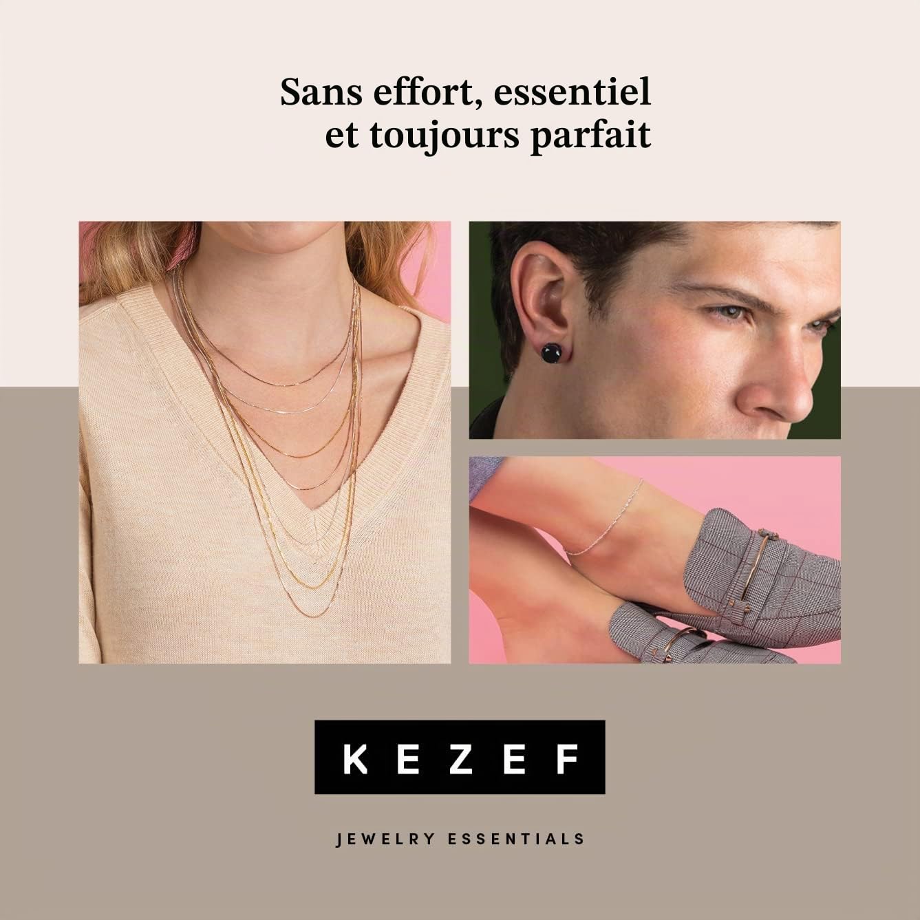 KEZEF Collier Chaîne Maille Box en Argent Sterling 925 | Disponible en Or 14k, Or Rose & Argent - Tailles 30cm à 60cm pour Femmes, Hommes