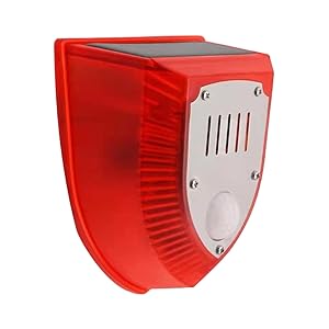 Alarma solar exterior con sensor de movimiento | Dispositivo de luz estroboscópica para disuasión animal | Dispositivo solar con sensor de movimiento resistente a la intemperie para callejón, V