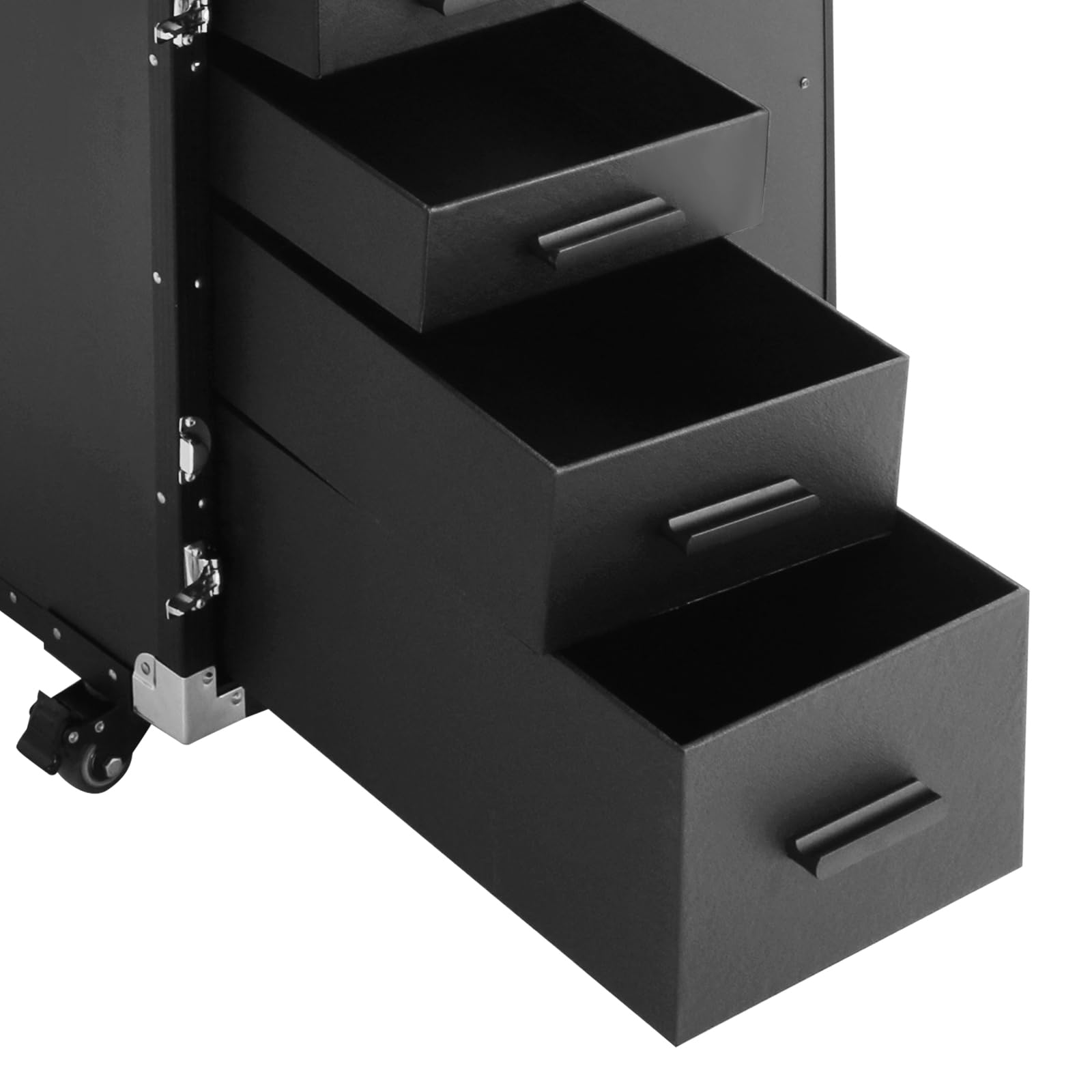 Valigetta Porta Trucchi 2 In 1 Valigetta Trucchi Trolley Trucco Professionale con Tavolo Unghie Pieghevole Trolley Per Cosmetici con 4 Cassetto, Specchio, Altoparlante Bluetooth (Nero)