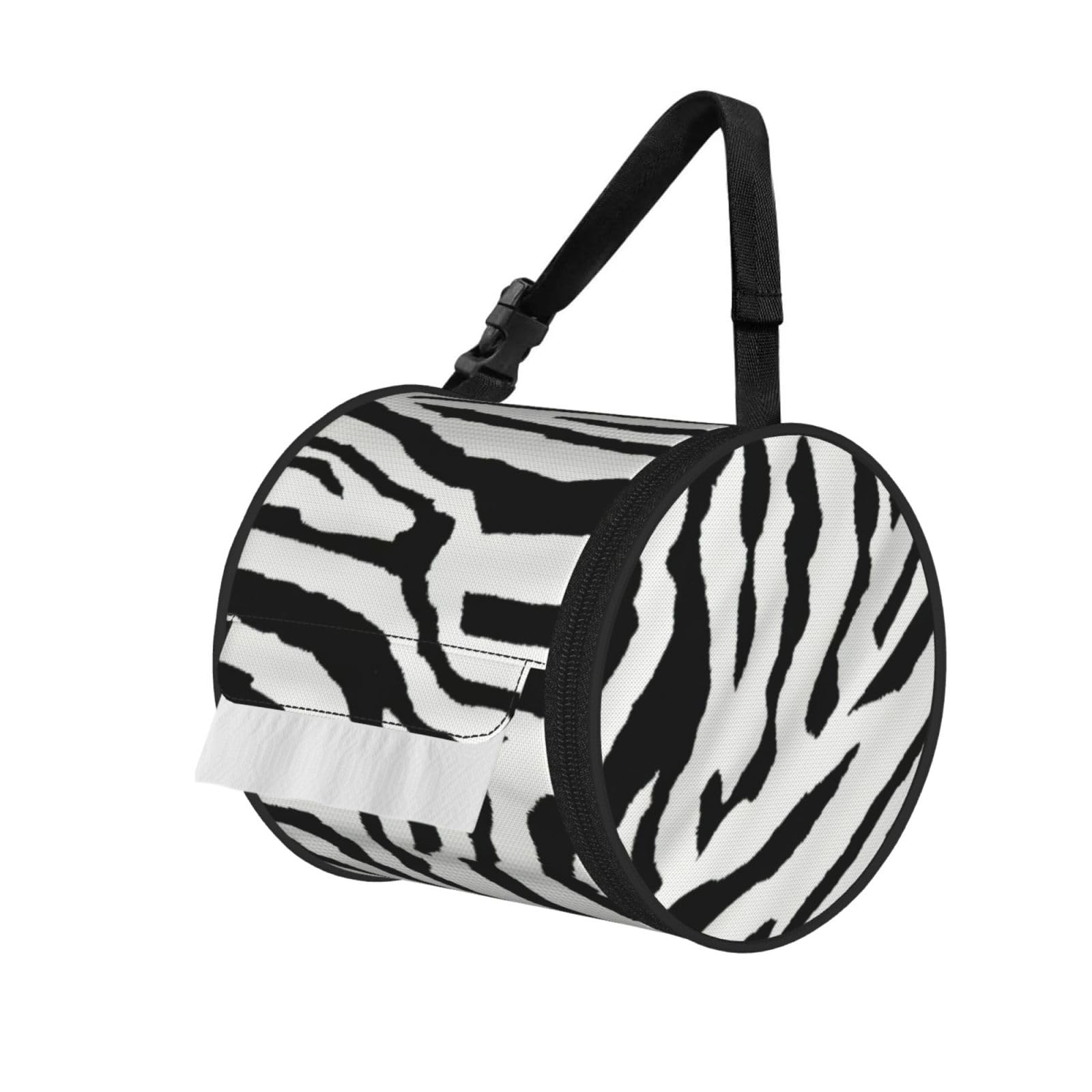 Zebra Print Print Cylindrical Tissue Holder Bathroom Car Home Office Kitchen Decor Versatile