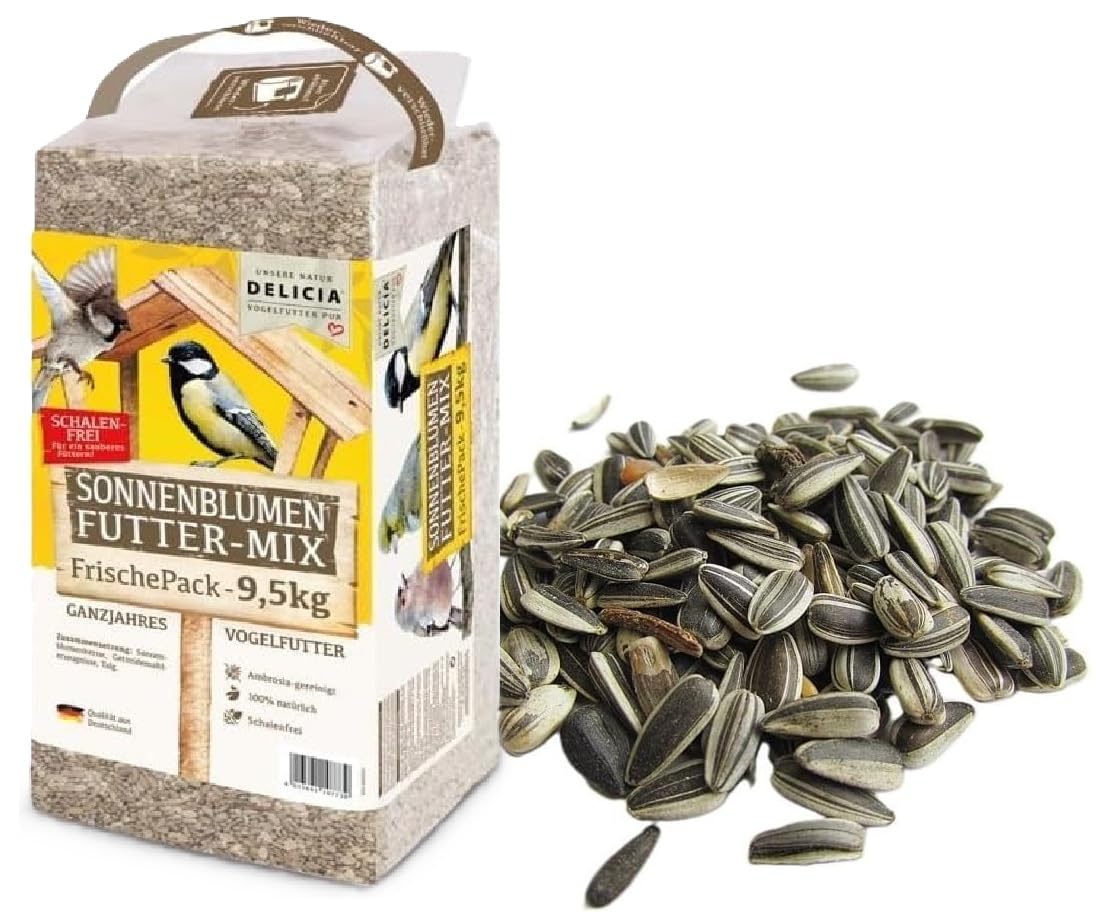 Bundle - gestreifte Sonnenblumenkerne 10kg mit Sonnenblumen Futter-Mix geschält 9,5 kg