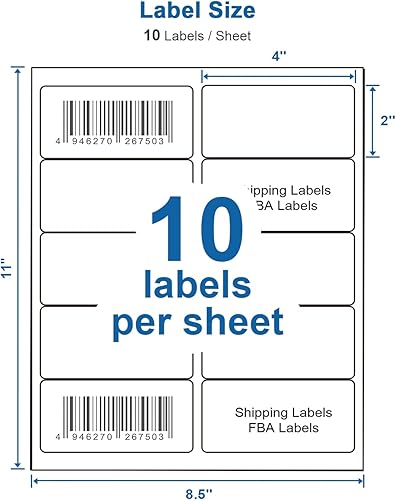POLONO Etiquetas de dirección de envío de 2 x 4 pulgadas, etiquetas adhesivas para impresora láserinyección de tinta, adhesivo permanente (180
