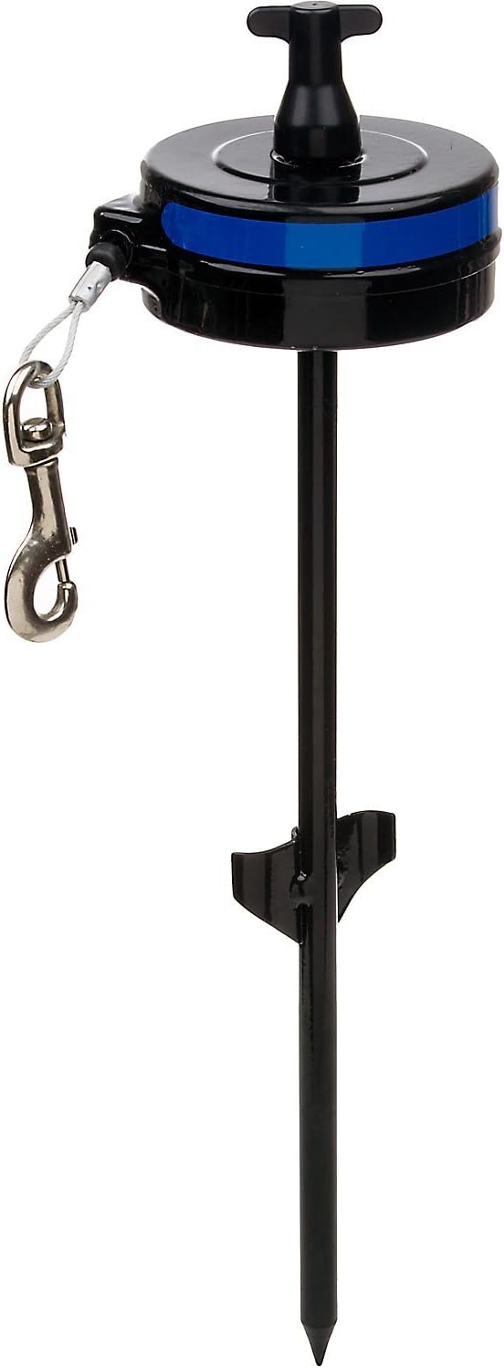 Bracket Mount and Stake Retractable Leash Tie Outs for Dogs (Stake, Medium)