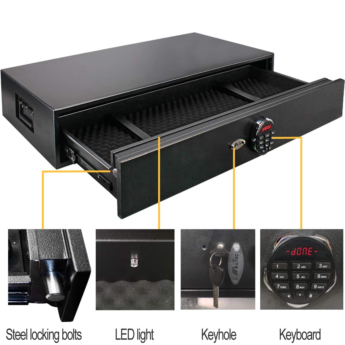 Under Bed Safe, Rapid Gun Storage Safe Drawer Safe For