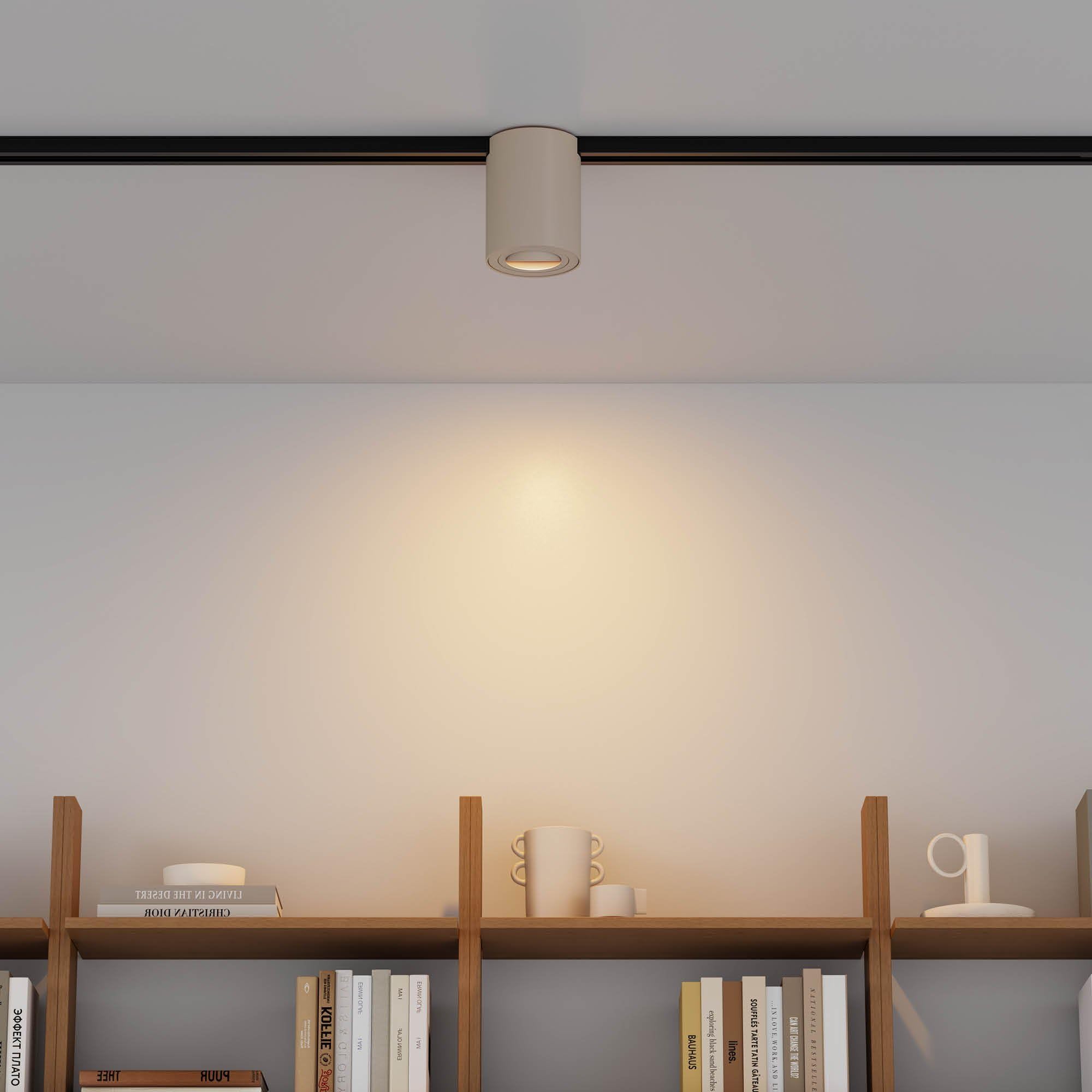 Ledvion Sistema de rieles iluminacion 3m Monofasico Beige 5 focos sin GU10