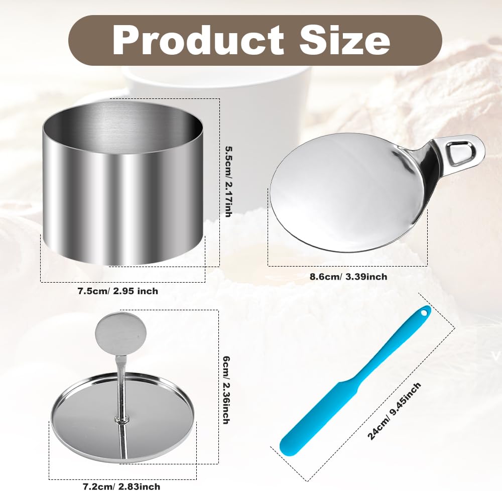 Set 6 Anelli Tondo Acciaio Inox Per Dolci - Con Pressa E Base Per Cheesecake E Mousse - Foto 12