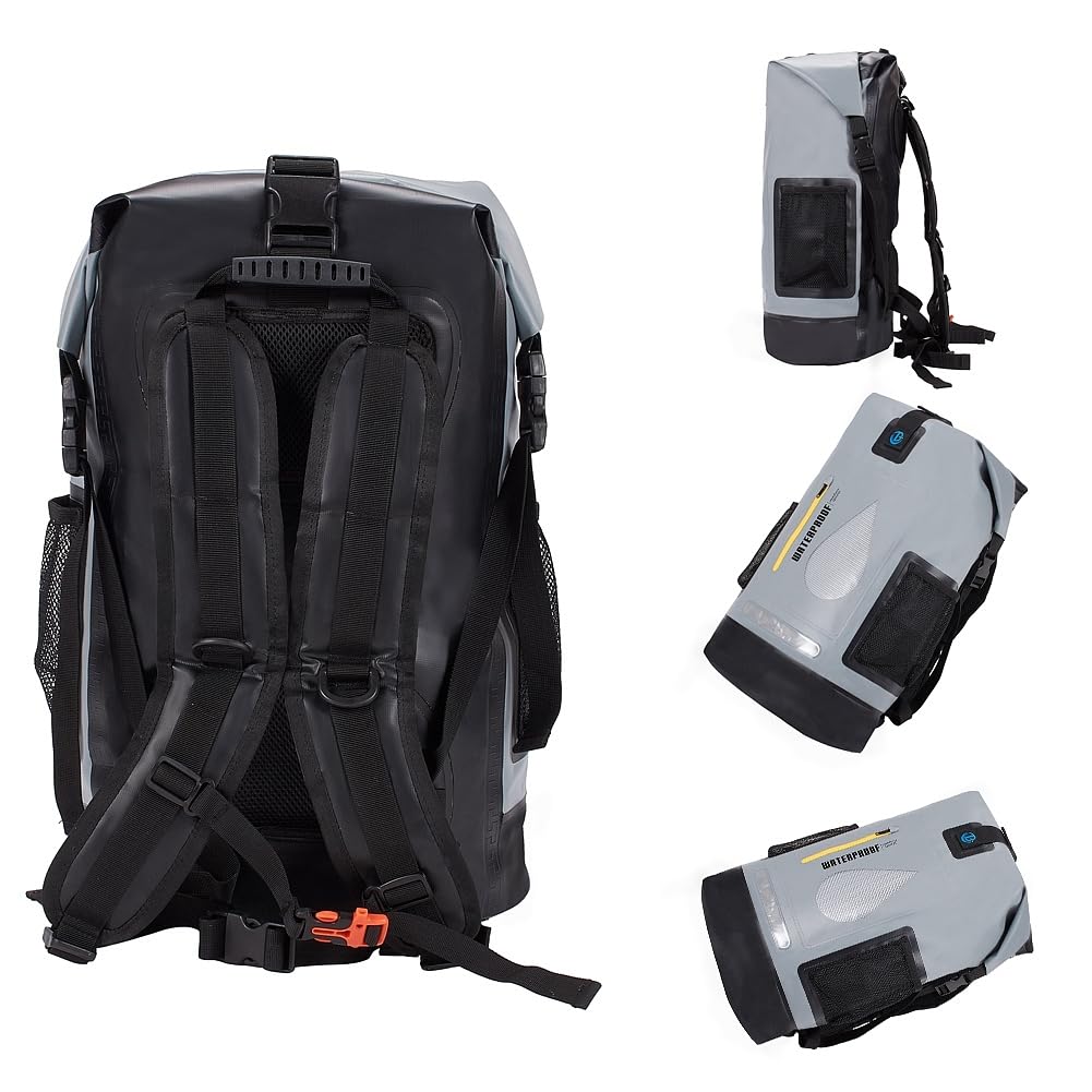 Sac à dos étanche de 30 L pour la natation, la pêche, le surf, le rafting, le bateau, le kayak, le canoë, livré avec un petit sac étanche de 2 L