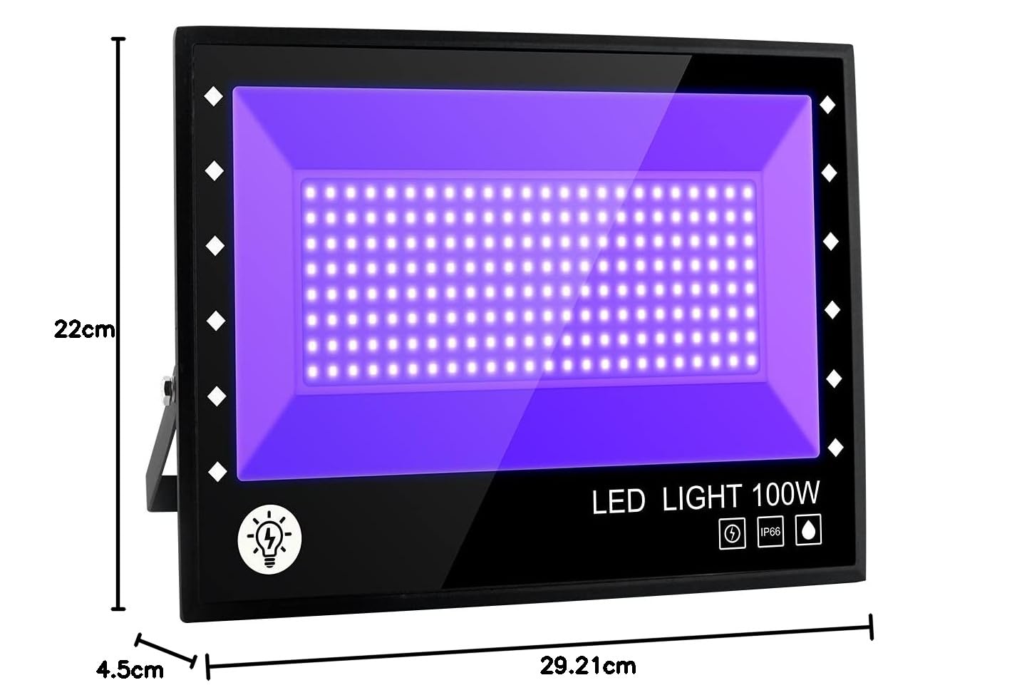 Lumière Noire LED 100W,Imperméable IP66 Projecteur Lumière UV Extérieur,Lampe LED Violet,Eclairage à Effet pour Fête,Disco DJ,Soirée,Peinture Fluo,Affiche Fluorescente,Néon,Bar